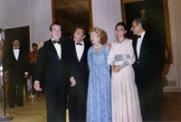 The Shah of Iran, President Nixon, the Shahbanou of Iran, Patricia Nixon and actor Peter Falk 07/24/1973