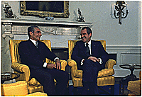 President Nixon and the Shah of Iran in the Oval Office , 07/24/1973 - ARC Identifier: 194536.