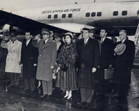 Vice President Nixon greeting the Shah of Iran and Empress Soraya, 12/13/1954