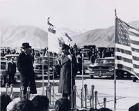 The Shah of Iran greets President Eisenhower at Tehran Mehrabad Airport, 12/14/1959